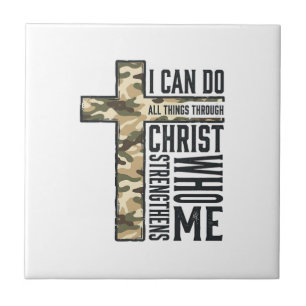 Faith Cross I Can Do All Things Christian Shirt Ceramic Tile