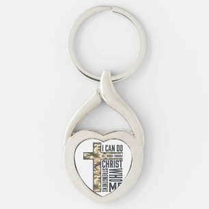 Faith Cross I Can Do All Things Christian Shirt Key Ring