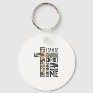 Faith Cross I Can Do All Things Christian Shirt Key Ring