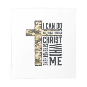 Faith Cross I Can Do All Things Christian Shirt Notepad