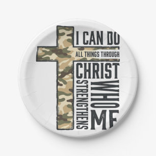 Faith Cross I Can Do All Things Christian Shirt Paper Plate