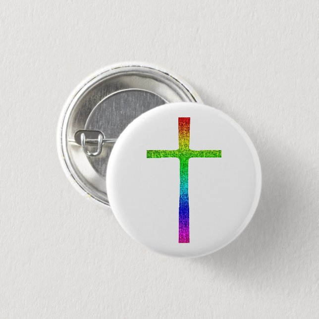 Faith Cross Rainbow 3 Cm Round Badge (Front & Back)