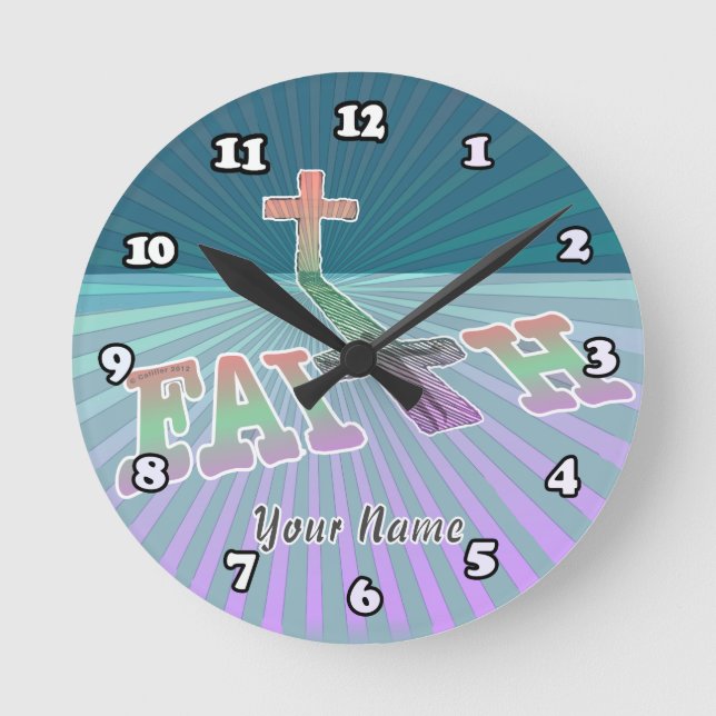 Faith Cross Round Clock (Front)
