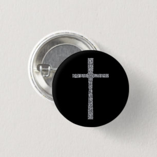 Faith Cross Silver 3 Cm Round Badge