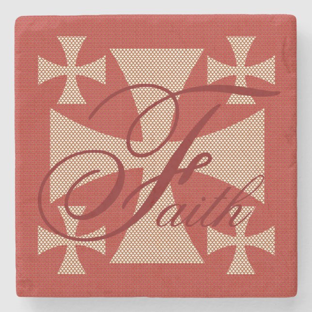 Faith Cross Stone Coaster (Front)