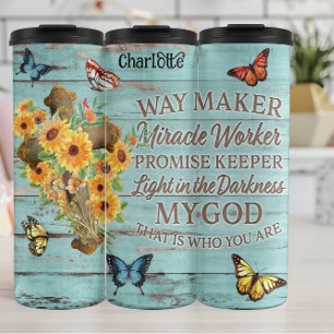 Faith: Cross, Sunflowers, Way Maker Thermal Tumbler