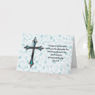 Faith Cross Vintage Style Bible Verse Easter Card