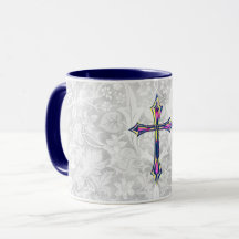 Faith Cross Vintage Style Grey Mug Cup