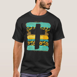 Faith Cross With Sunflower God Jesus Christian Bib T-Shirt