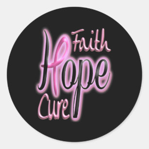 Faith Cure Hope Pink Ribbon Classic Round Sticker