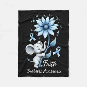 Faith Cute Elephants Sunflower Diabetes Awareness Fleece Blanket