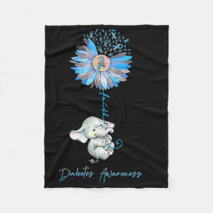 Faith Cute Elephants Sunflower Diabetes Awareness Fleece Blanket