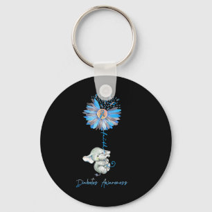 Faith Cute Elephants Sunflower Diabetes Awareness  Key Ring
