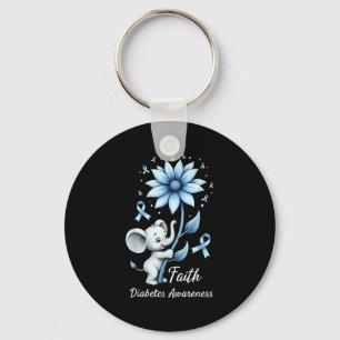 Faith Cute Elephants Sunflower Diabetes Awareness  Key Ring