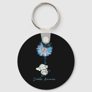 Faith Cute Elephants Sunflower Diabetes Awareness  Key Ring