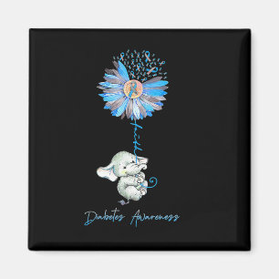 Faith Cute Elephants Sunflower Diabetes Awareness Magnet