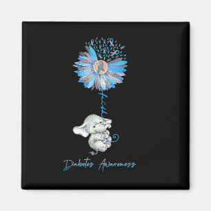 Faith Cute Elephants Sunflower Diabetes Awareness Magnet