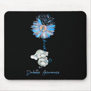 Faith Cute Elephants Sunflower Diabetes Awareness Mouse Pad