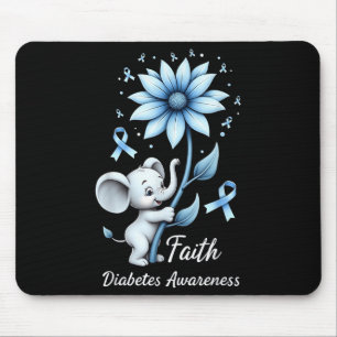 Faith Cute Elephants Sunflower Diabetes Awareness Mouse Pad