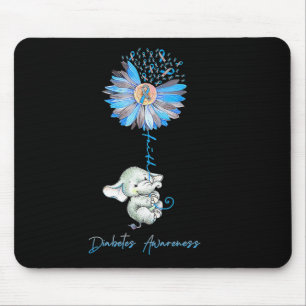 Faith Cute Elephants Sunflower Diabetes Awareness Mouse Pad