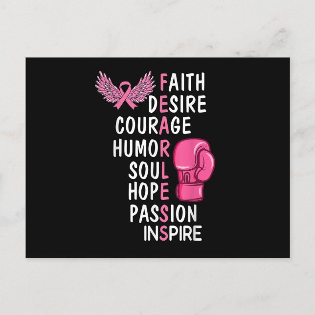 Faith Desire Courage Soul Passion Breast Cancer Aw Invitation Postcard (Front)