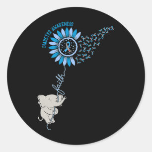 Faith Diabetes Awareness Blue Ribbon Month Diabeti Classic Round Sticker
