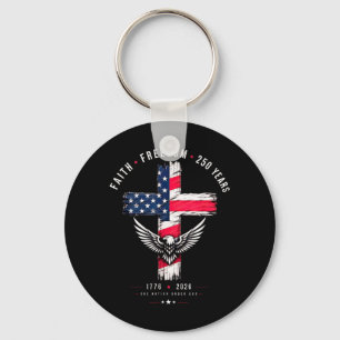 Faith Dom 250 Years 1776 Patriotic Christian Eagle Key Ring