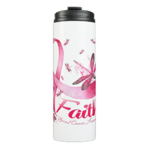 Faith Dragonfly Breast Cancer Awareness T-Shirt Thermal Tumbler