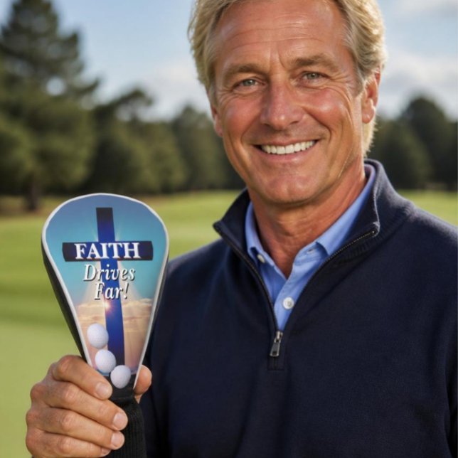 Faith Drives Far Golf Head Cover (AI Generated Model)
