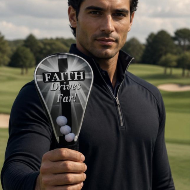 Faith Drives Far Golf Head Cover (AI Generated Model)