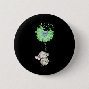 Faith Elephant Hold Green Sunflower Mental Health 6 Cm Round Badge