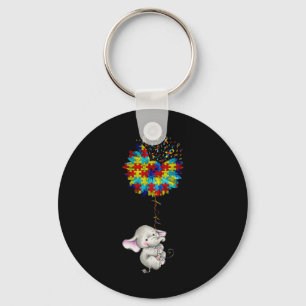 Faith Elephant Hold Puzzle Pieces Sunflower Autism Key Ring