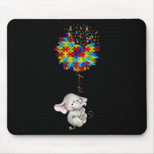 Faith Elephant Hold Puzzle Pieces Sunflower Autism Mouse Pad