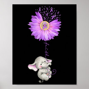 FAITH Elephant Holding Purple Sunflower Epilepsy A Poster