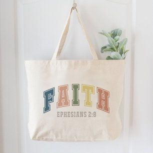 Faith Ephesians 2:8 Christian Women Faith Based  Large Tote Bag