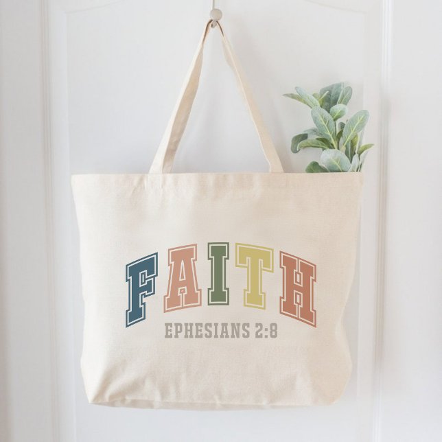 Faith Ephesians 2:8 Christian Women Faith Based  Large Tote Bag (Faith Ephesians 2:8 Christian Women Faith Based Large Tote Bag)