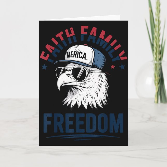 Faith Family Dom Bald Eagle Patriotic Boys America Card (Front)