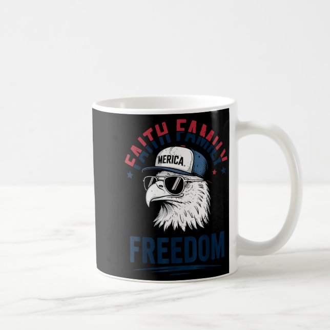 Faith Family Dom Bald Eagle Patriotic Boys America Coffee Mug (Right)