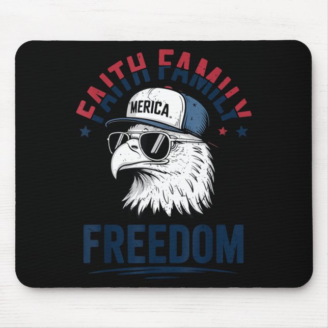 Faith Family Dom Bald Eagle Patriotic Boys America Mouse Pad (Front)