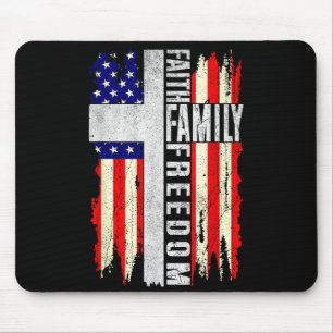 Faith Family Dom - Patriotic Christian Vintage Usa Mouse Pad