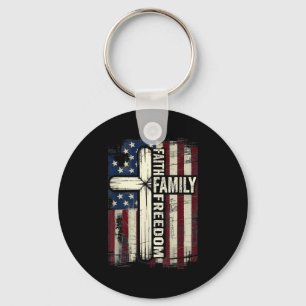 Faith Family Dom Usa Flag Key Ring