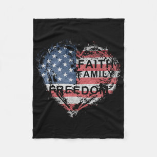Faith Family Farming Freedom American Flag 4th Of Fleece Blanket