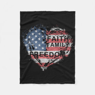 Faith Family Farming Freedom American Flag 4th Of Fleece Blanket