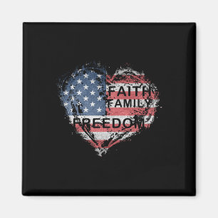 Faith Family Farming Freedom American Flag 4th Of  Magnet