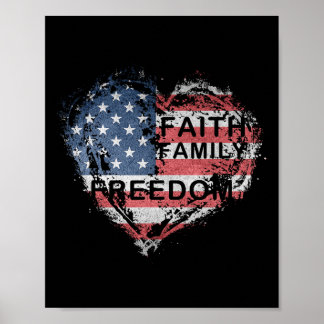 Faith Family Farming Freedom American Flag 4th Of Poster