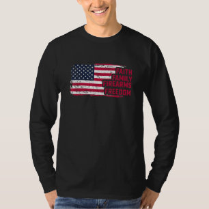 Faith Family Firearms & Freedom American Flag Pr T-Shirt