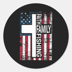 Faith Family Fishing Christian Proud Father Fisher Classic Round Sticker