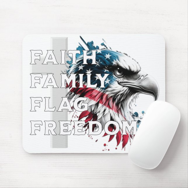 Faith, Family, Flag, Freedom, Eagle Mouse pad (With Mouse)
