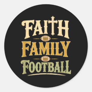 Faith Family Football Christian Game Day Fall Classic Round Sticker