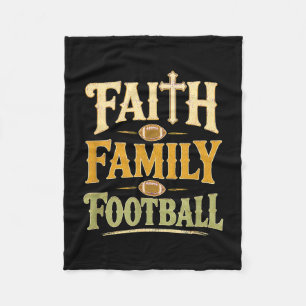Faith family football christian game day fall fleece blanket